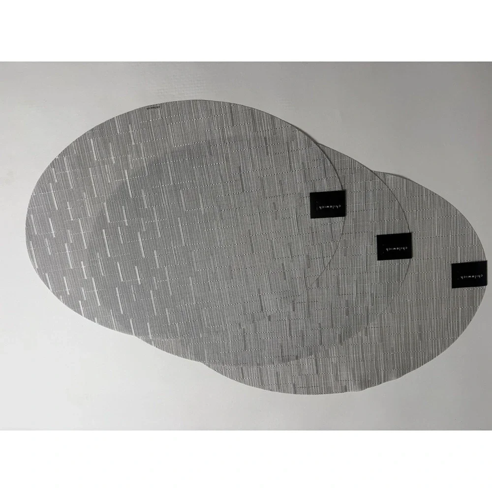Chilewich‎ Bamboo Moonlight Light Silver Oval Woven Placemats 14
